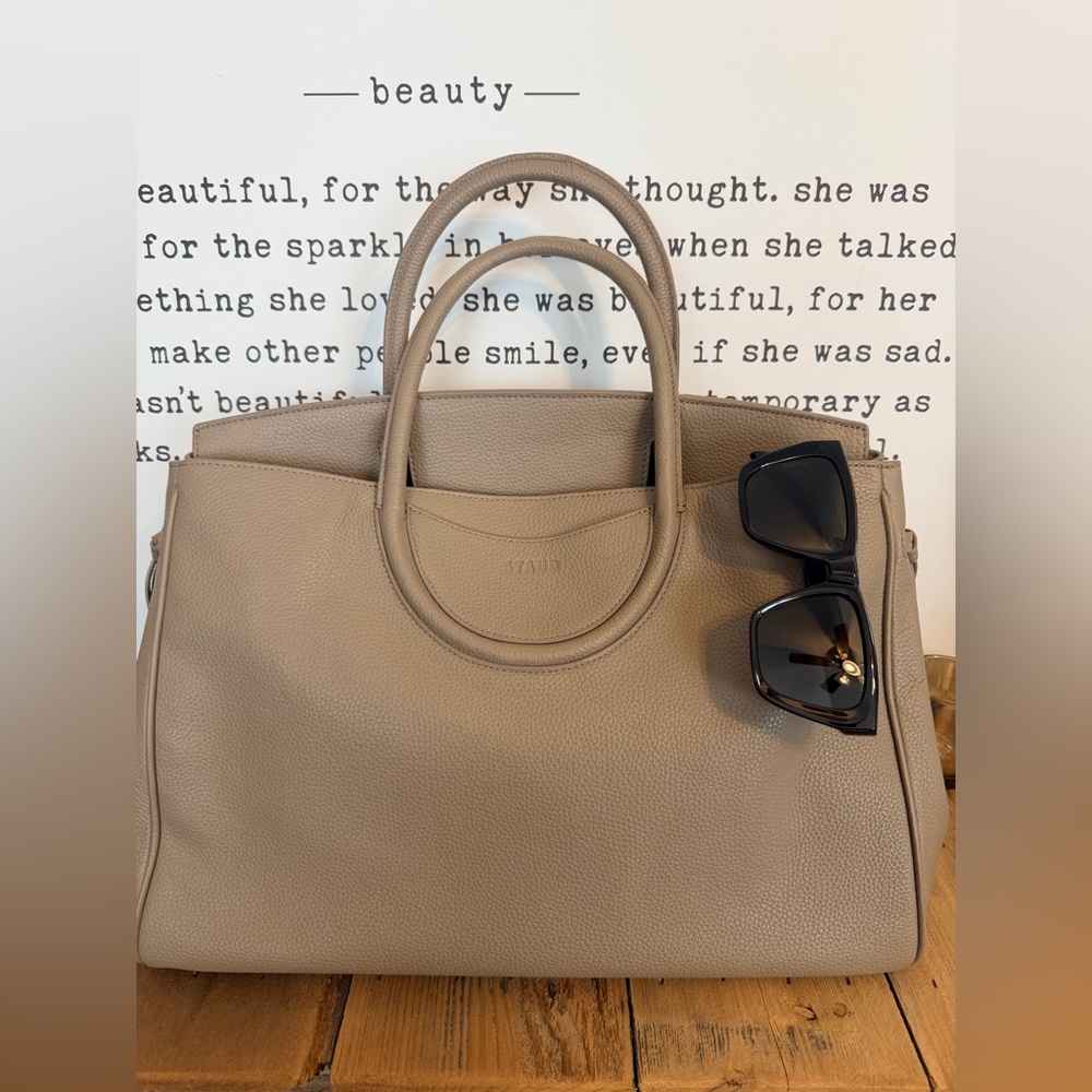 STAUD Tan Satchel Bag